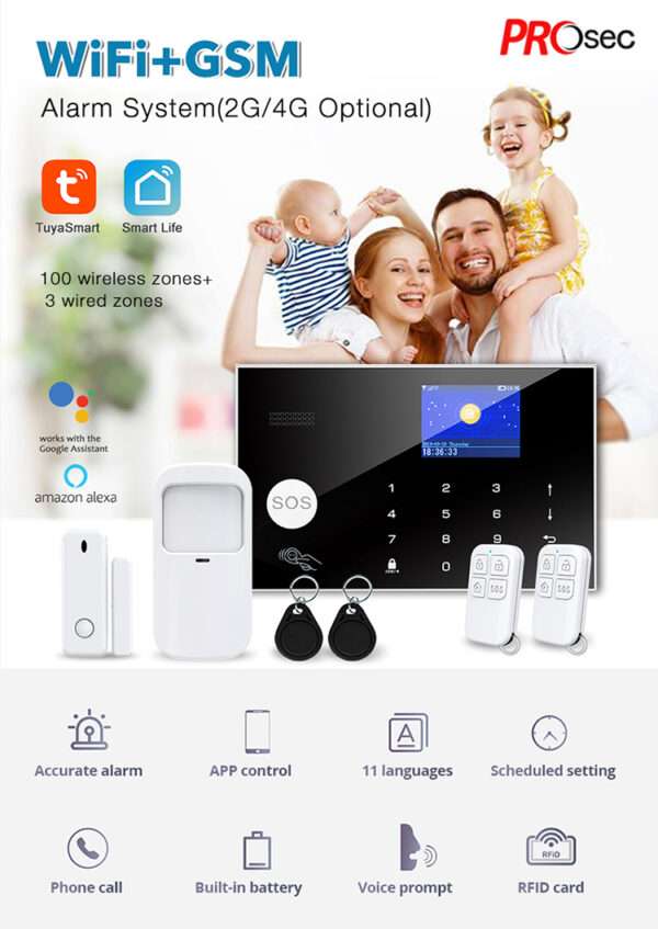 Prosec 4G+Wifi Alarm system Dual Network