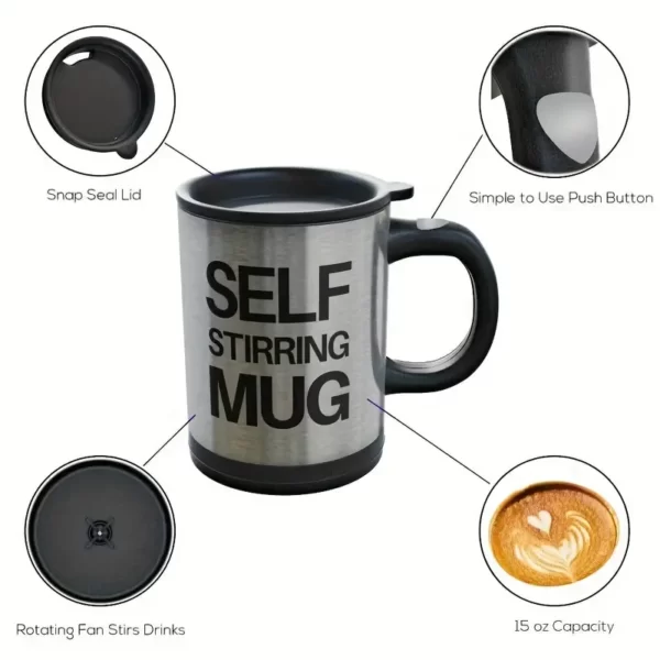 Self Stirring Mug, Stainless Steel Electronic Coffee Cup - Image 4