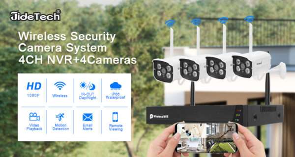 JideTech Wi-Fi CCTV Camera Home Security HD IR 1080P 4CH Wireless Security Camera System With NVR Kit - Image 4