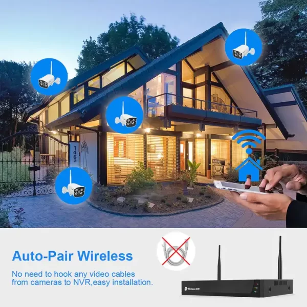JideTech Wi-Fi CCTV Camera Home Security HD IR 1080P 4CH Wireless Security Camera System With NVR Kit - Image 8