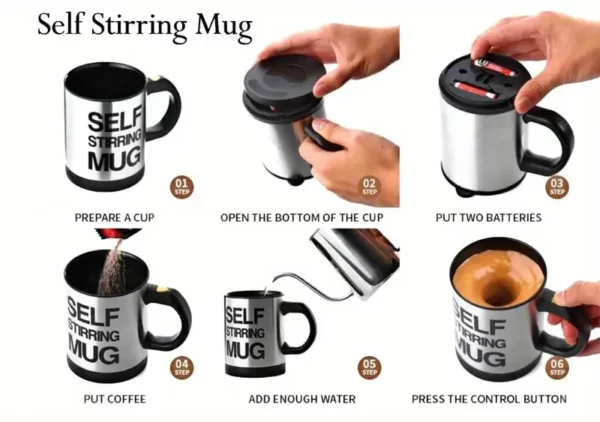 Self Stirring Mug, Stainless Steel Electronic Coffee Cup - Image 5